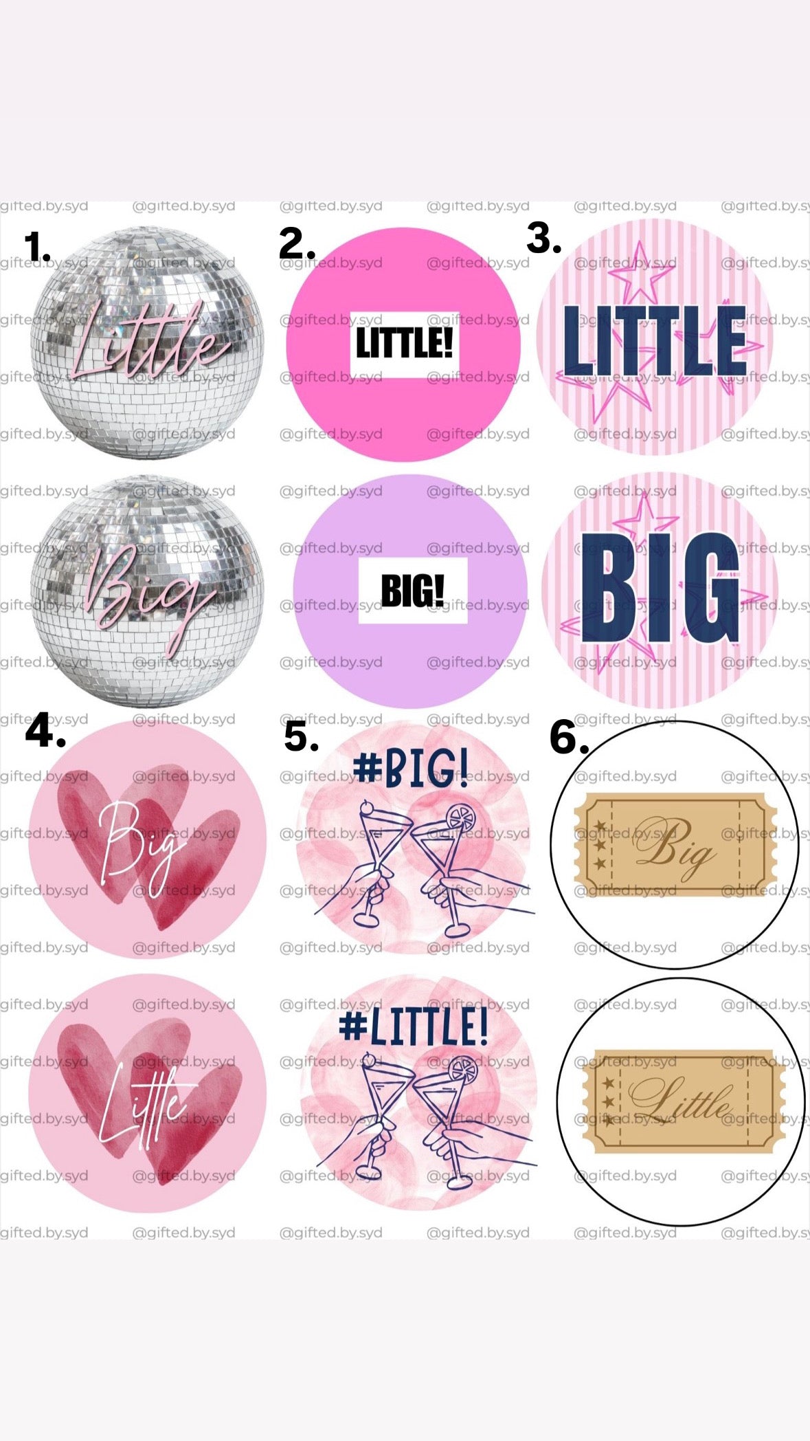 Big/Little Sorority Custom 2-in Pins
