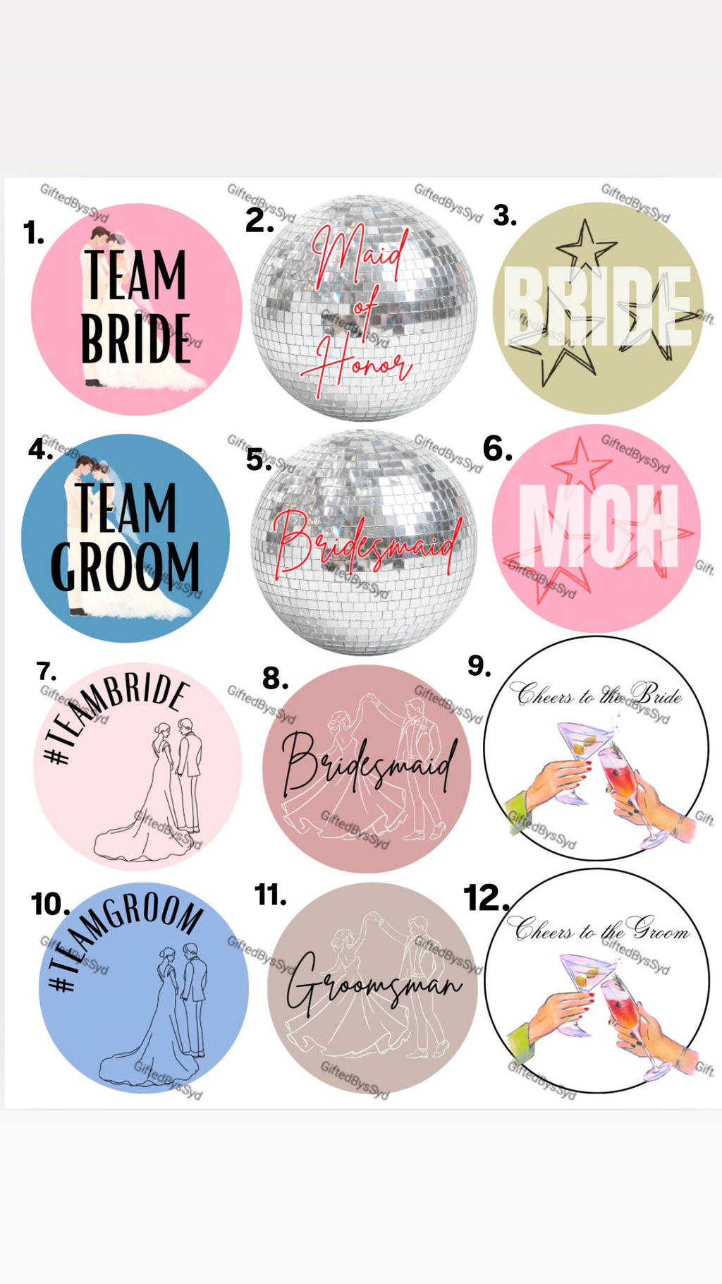 Wedding/Bridal Party Custom 2-in Pin