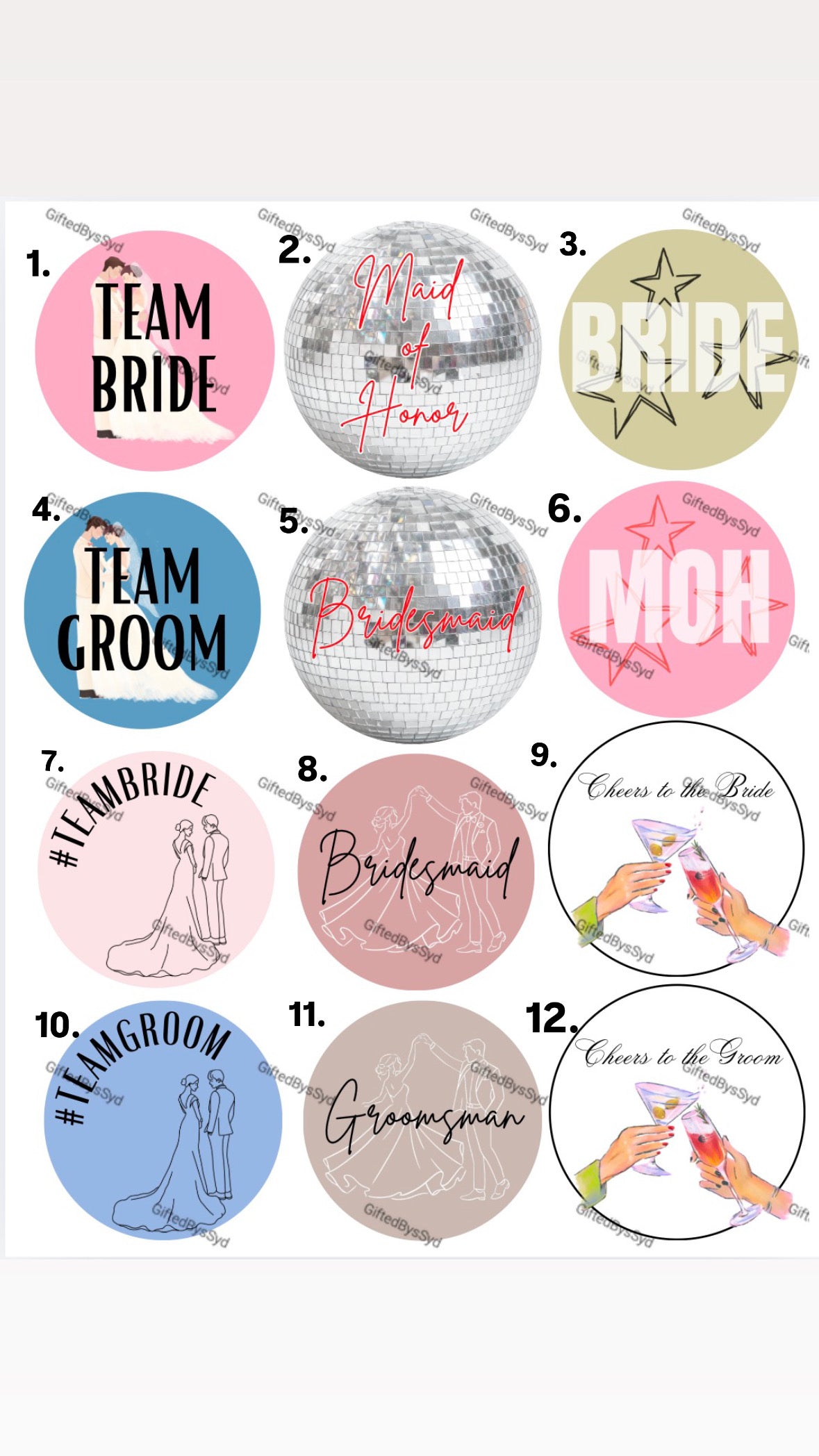 Wedding/Bridal Party Custom 2-in Pin