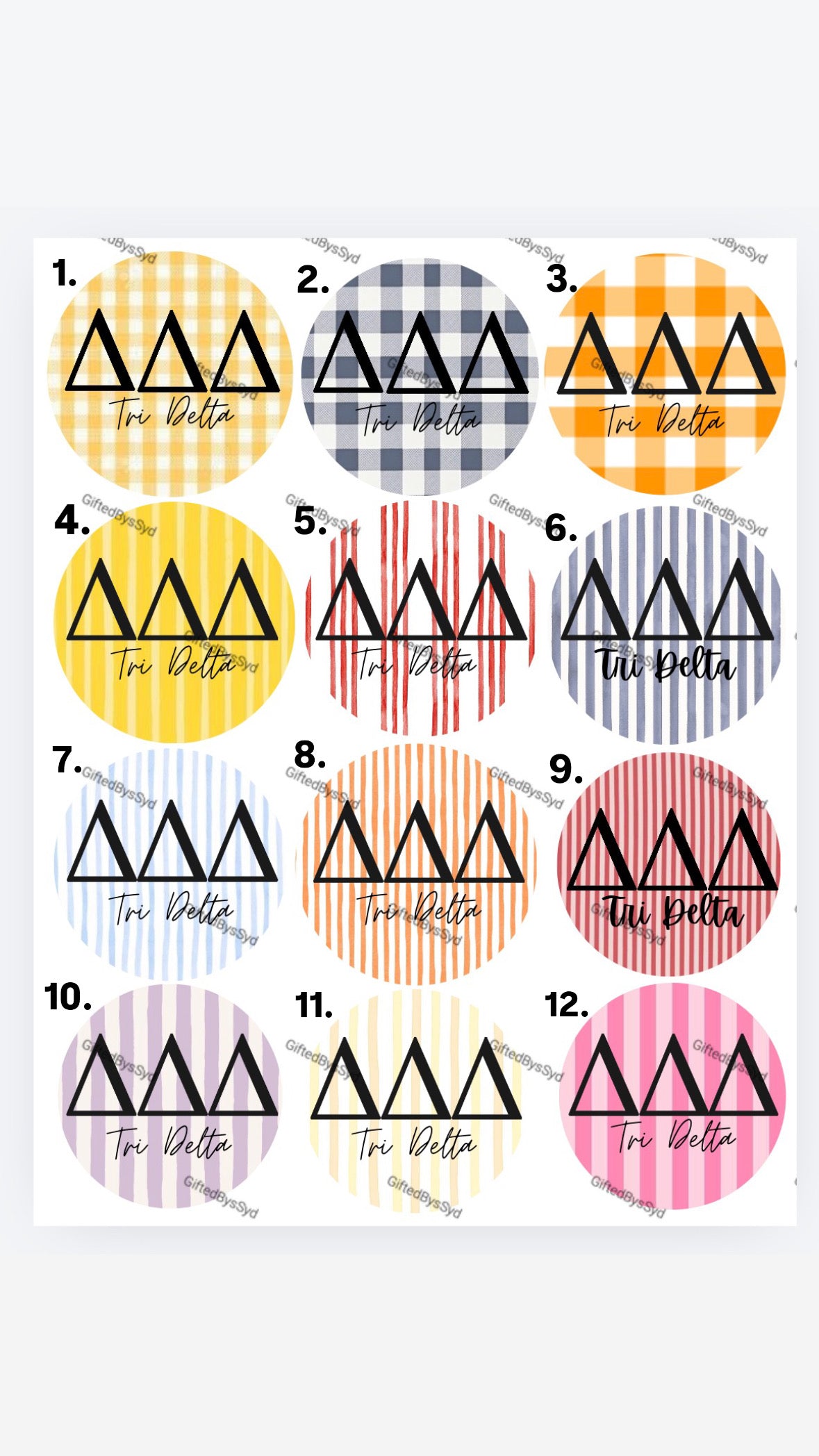 Tri Delta Sorority Custom 2-in Pins
