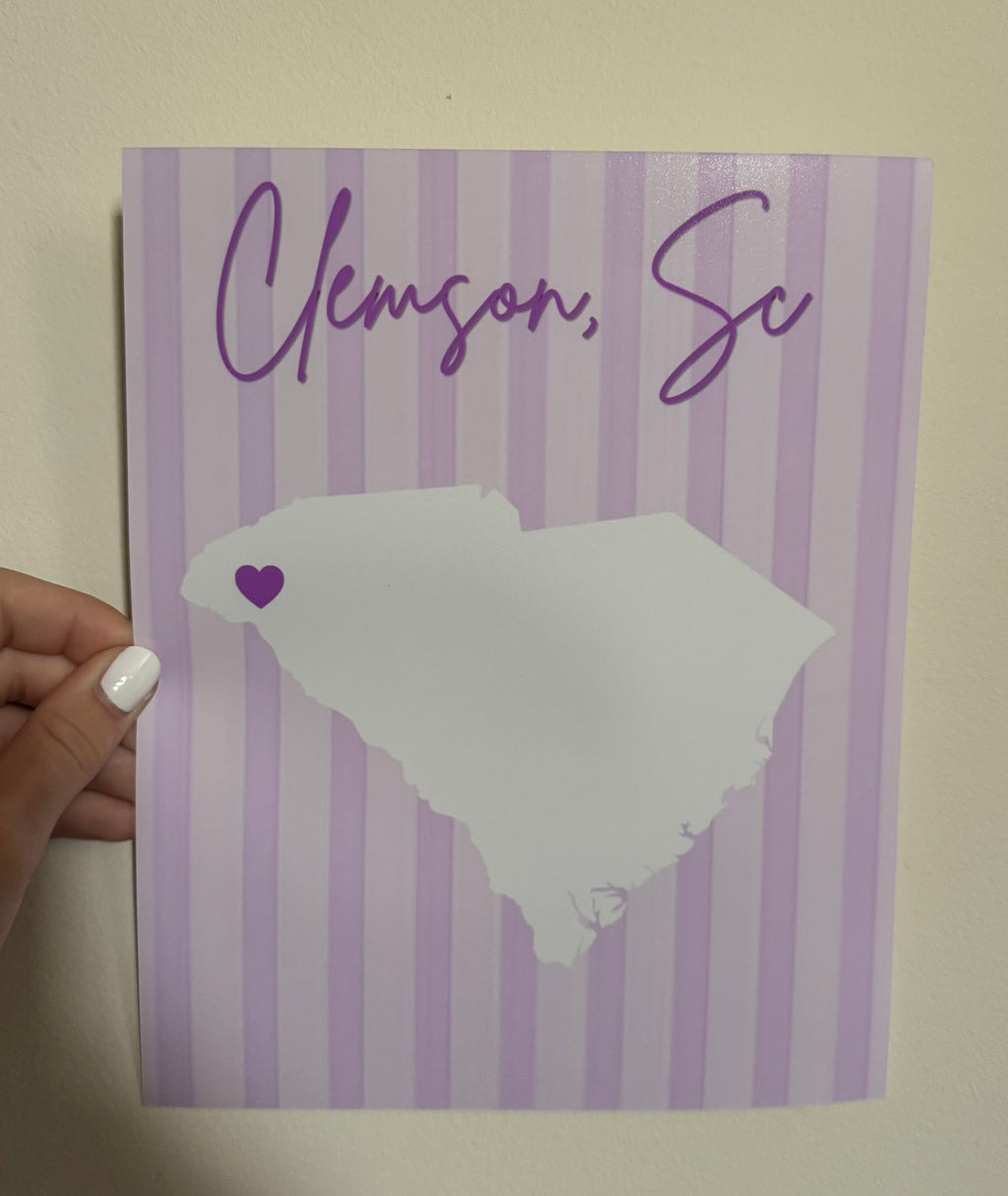 8x10 Purple SC Print- CLEMSON COLLECTION