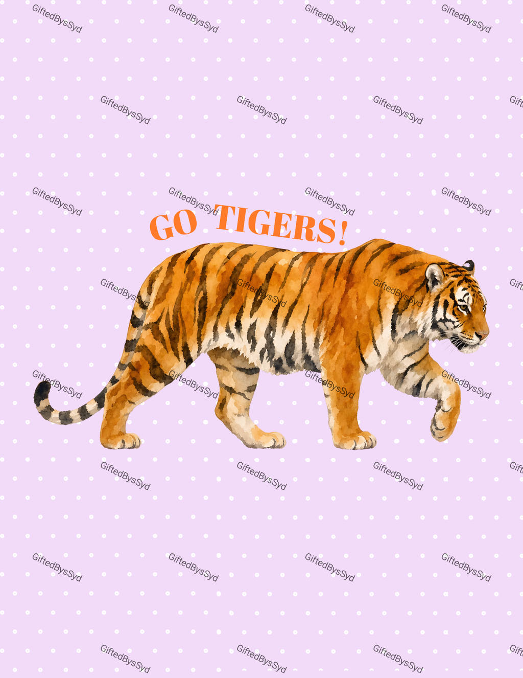 8x10 Purple Tiger Print- CLEMSON COLLECTION