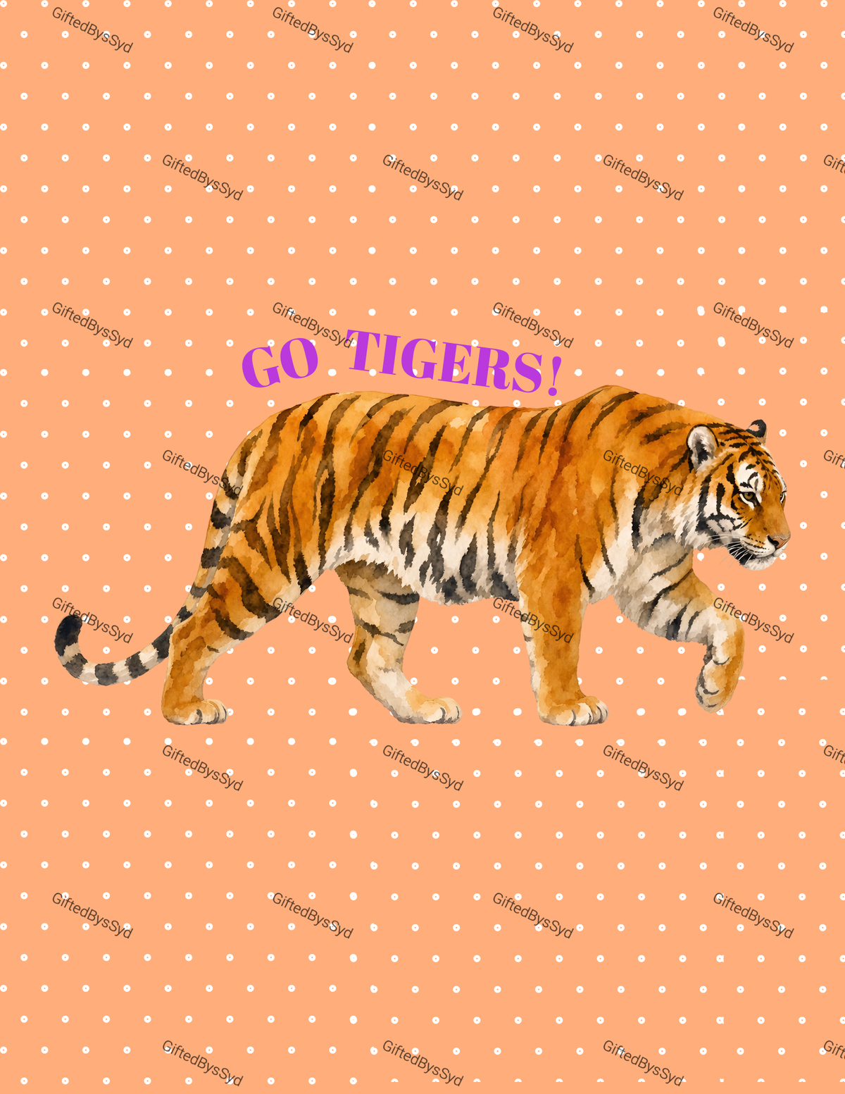 8x10 Orange Tiger Print- CLEMSON COLLECTION