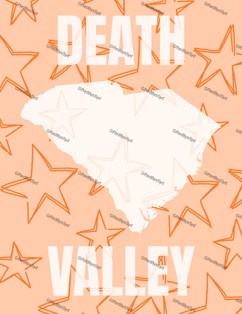 8x10 Orange Death Valley Print- CLEMSON COLLECTION