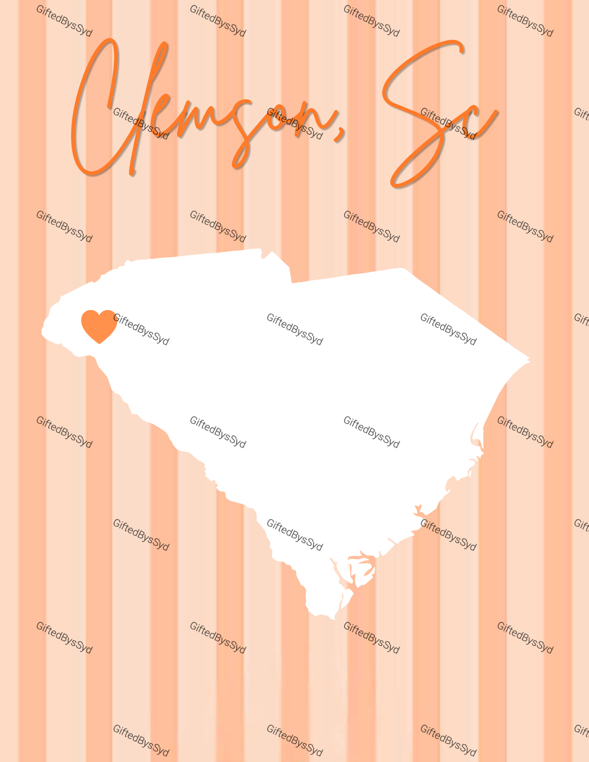 8x10 Orange SC Print- CLEMSON COLLECTION