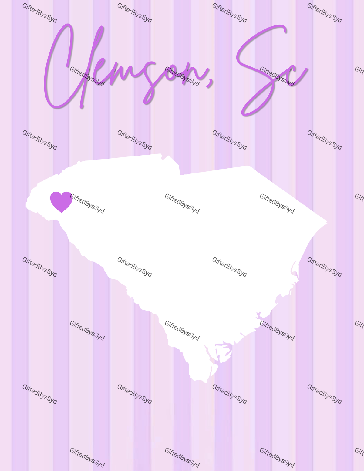 8x10 Purple SC Print- CLEMSON COLLECTION